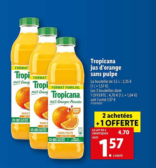 Tropicana Jus D'orange Sans Pulpe