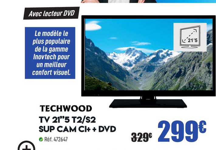 tv 21"5 t2-s2 sup cam cl+ + dvd techwood
