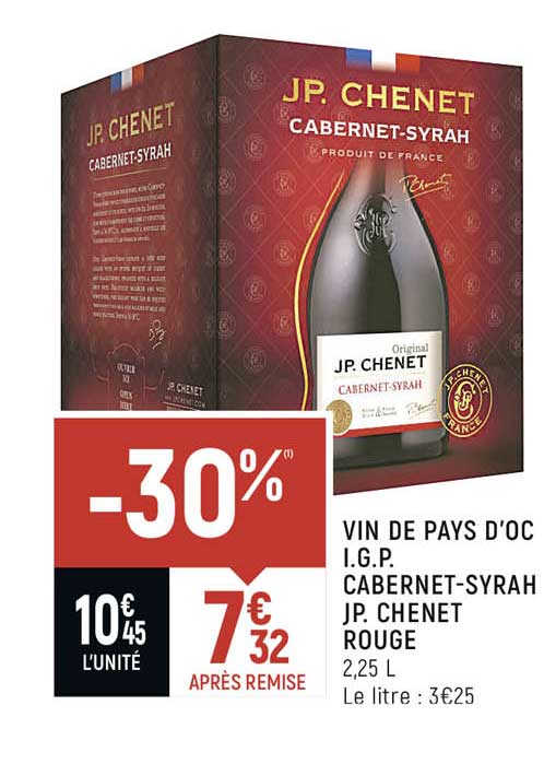 vin de pays d'oc i.g.p. cabernet-syrah jp. chenet rouge
