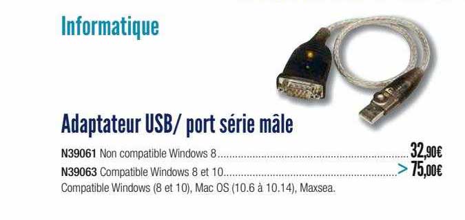 adaptateur usb ou port série mâle