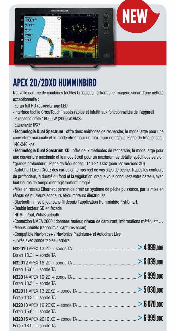 Apex 2d Ou 2dxd Humminbird