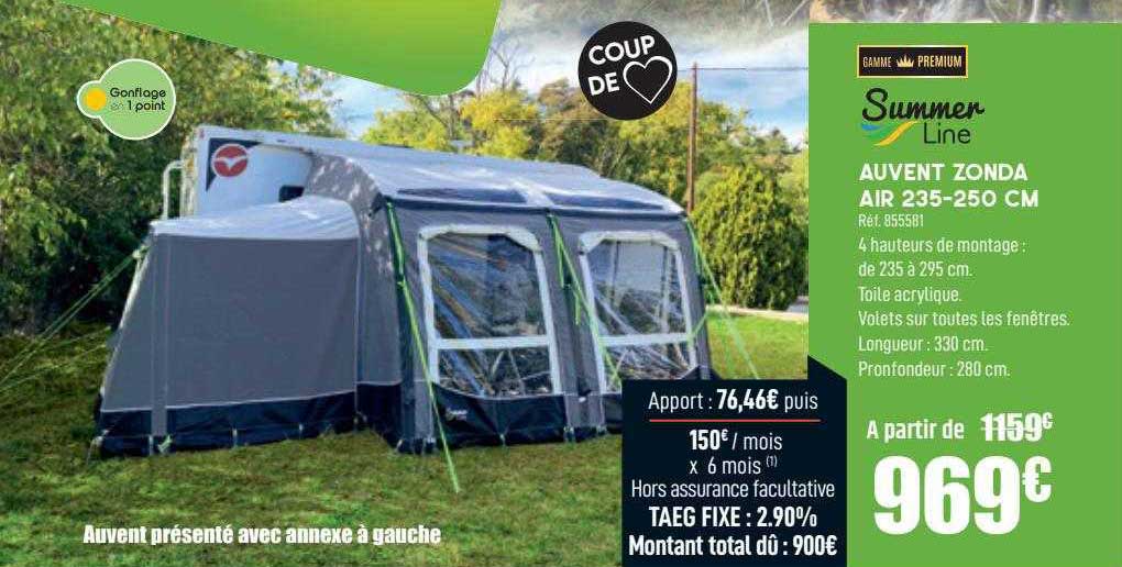 auvent zonda air 235-250 cm