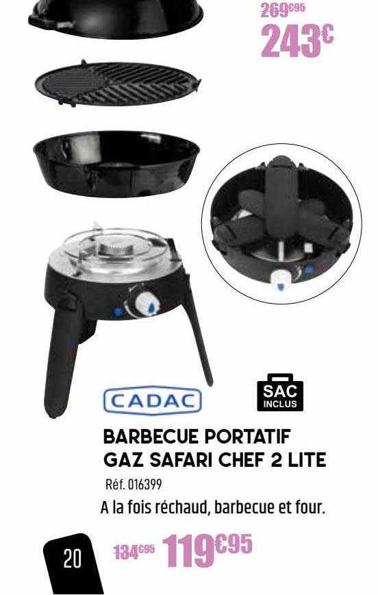 barbecue portatif gaz safari chef 2 lite cadac