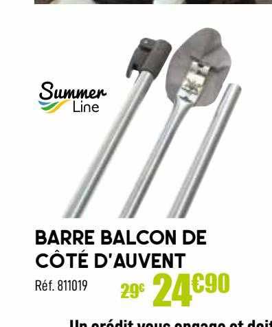 barre balcon de côté d'auvent summer line