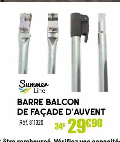 barre balcon de façade d'auvent summer line
