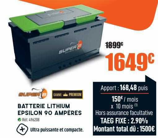 batterie lithium epsilow 90 ampères super b
