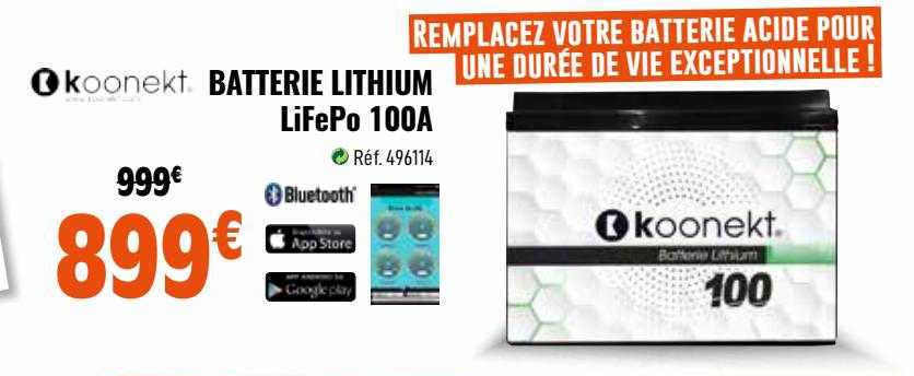 batterie lithium fiFePo 100a koonekt