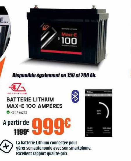 batterie lithium max-e 100 ampères