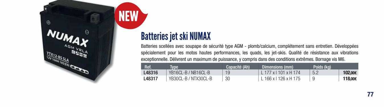 batteries jet ski numax