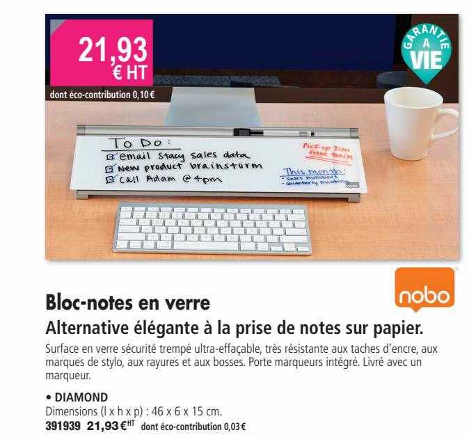 bloc-notes en verre