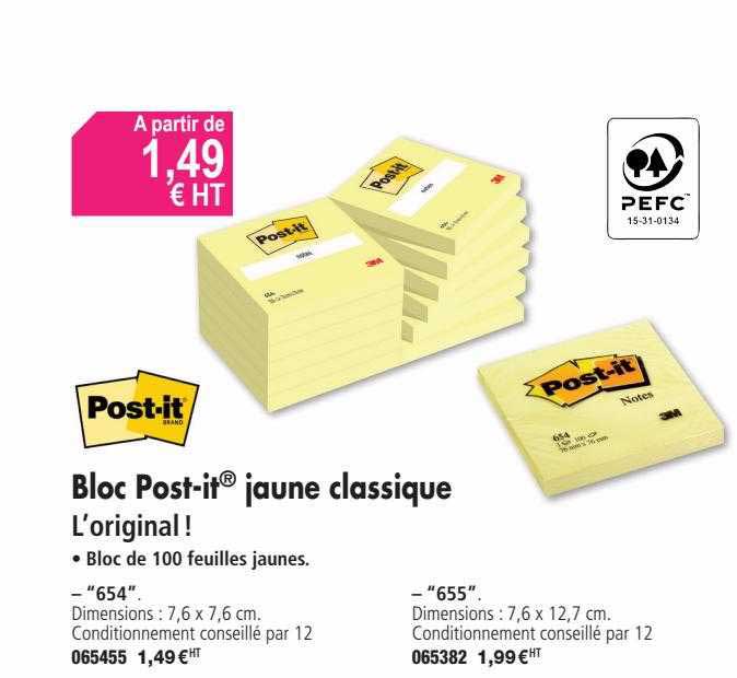 bloc post-it jaune classique