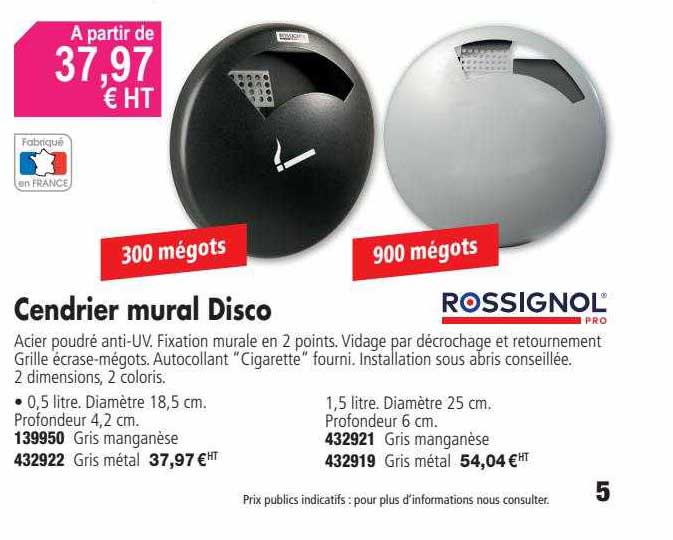 cendrier mural disco rossignol