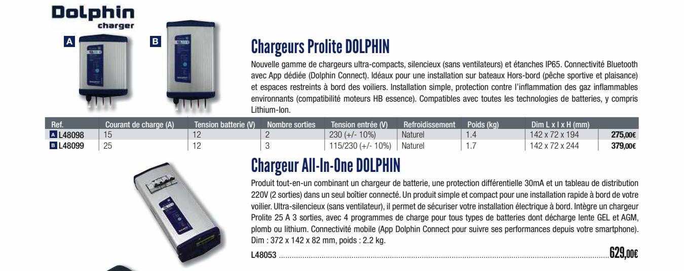 chargeurs prolite dolphin ou charguer all-in-one dolphin