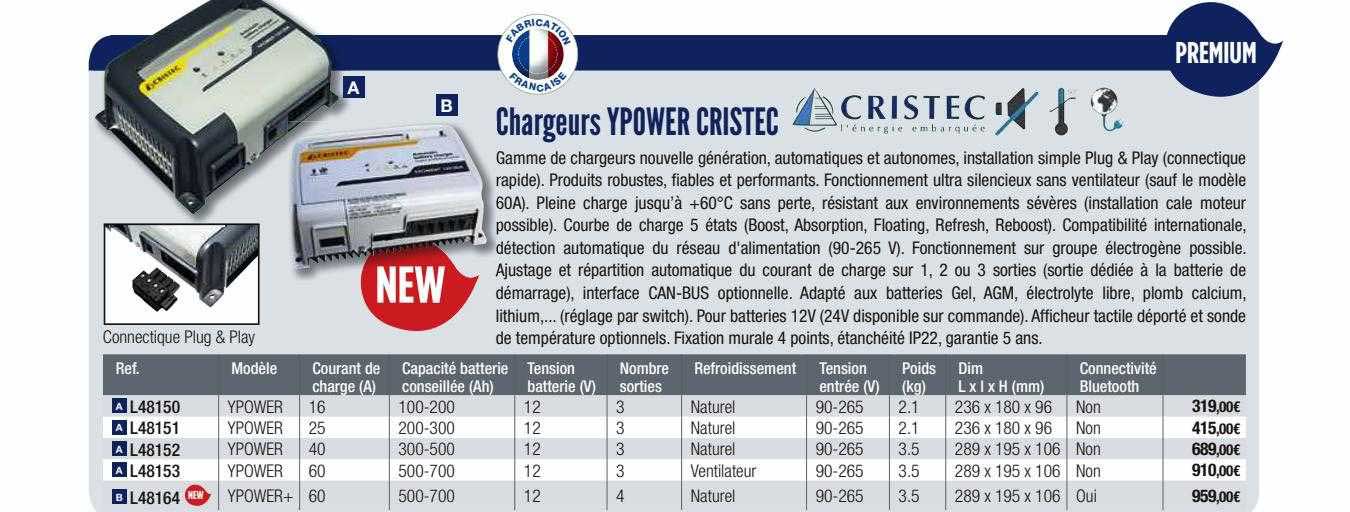 chargeurs ypower cristec