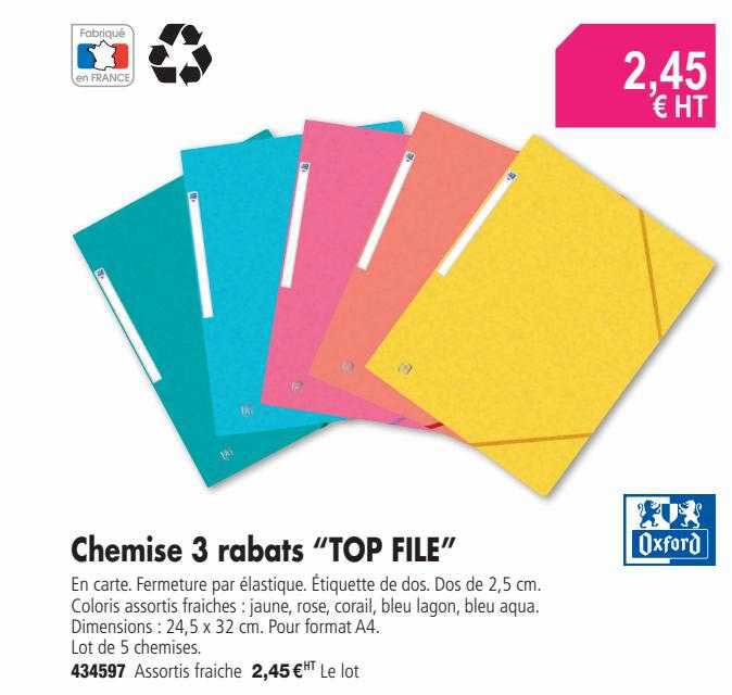 chemise 3 rabats "top file"