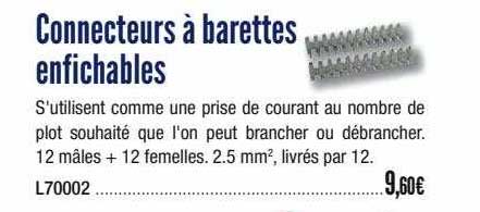 connecteurs à barettes enfichables