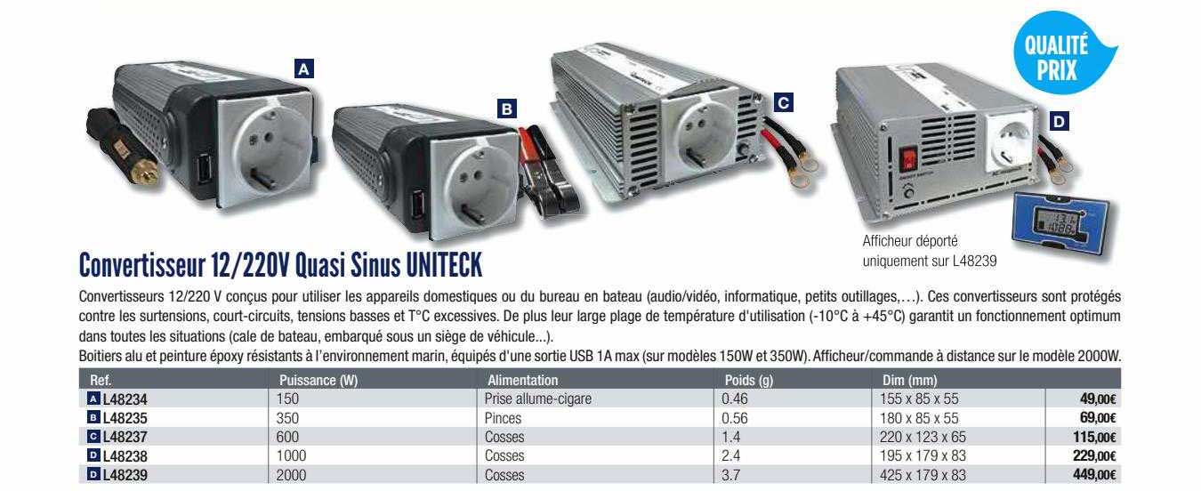 convertisseur 12-220v quasi sinus uniteck