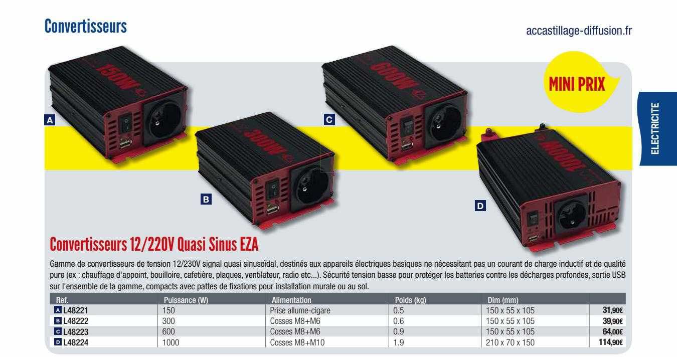 convertisseurs 12-220v quasi sinus eza