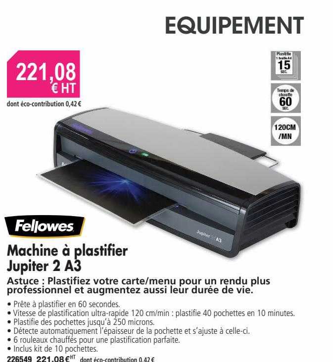 fellowes machine à plastifier jupiter 2 a3