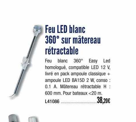 Feu Led Blanc 360° Sur Mâtereau Rétractable
