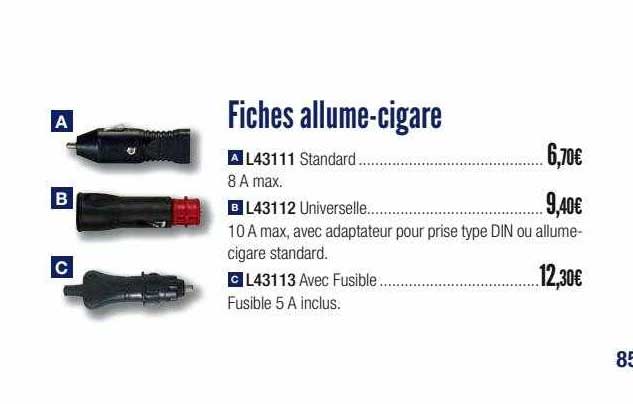 fiches allume-cigare