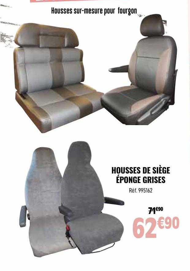 housse sur-mesure pour fourgon, housse de siège éponge grises