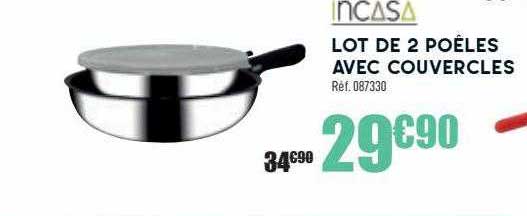 incasa lot de 2 poéles avec couvercles