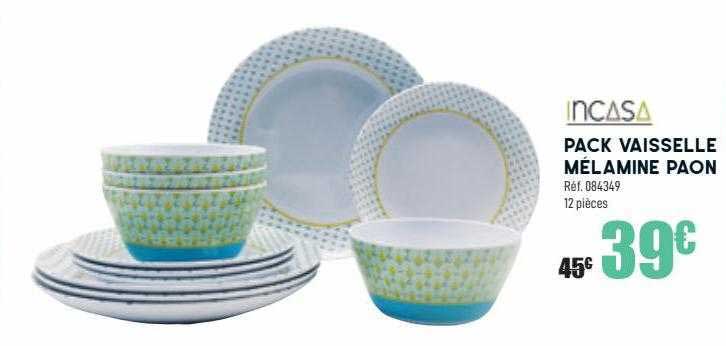 incasa pack vaisselle mélamine paon
