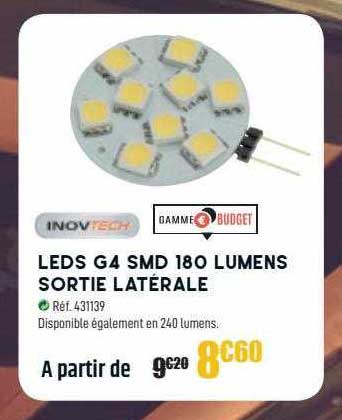 inovtech leds g4 smd 180 lumens sortie latérale