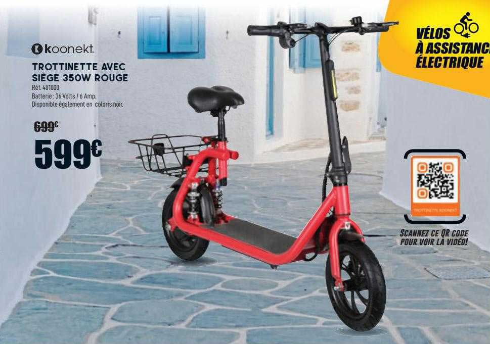 koonekt trot tinette avec siège 350w rouge