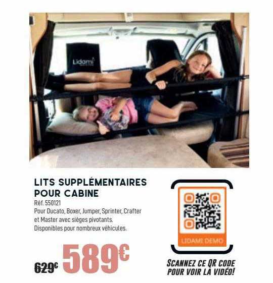 lits supplémentaires pour cabine