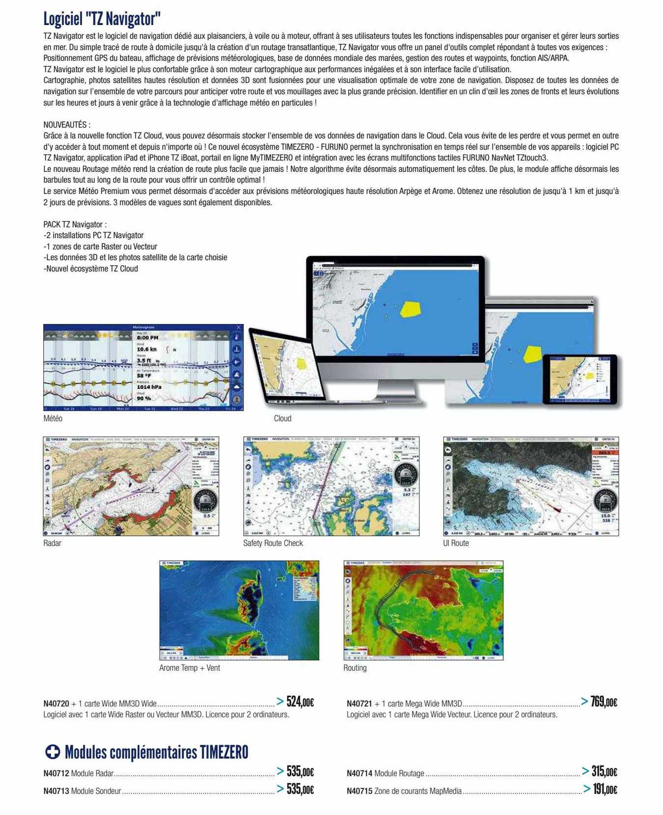 logiciel "tz navigator" ou modules complémentaires timezero