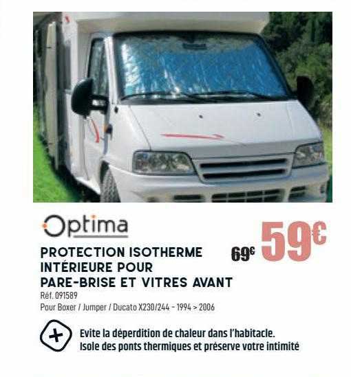 optima protection isotherme intérieure pour pare-brise et vitres avant