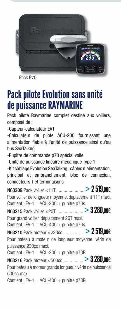pack pilote evolution sans unité de puissance raymarine