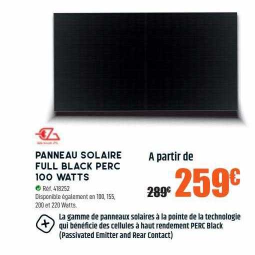 panneau solaire full black perc 100 watts