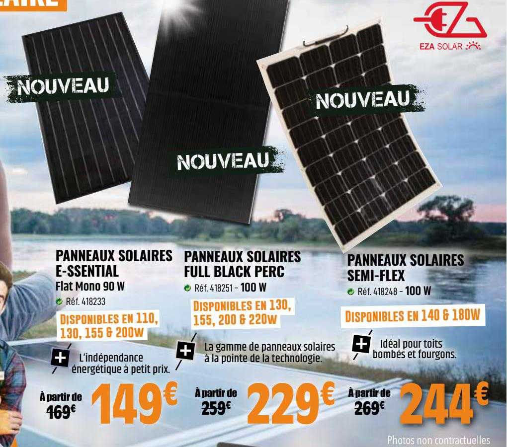 panneaux solaires e-ssential, panneaux solaires full black perc, panneaux solaires semi-flex