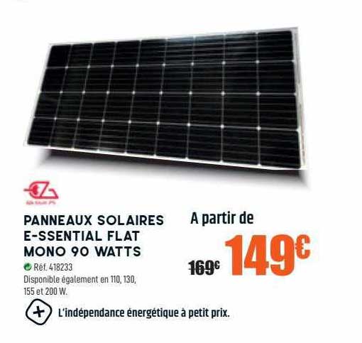 panneaux solaires e-ssential flat mono 90 watts