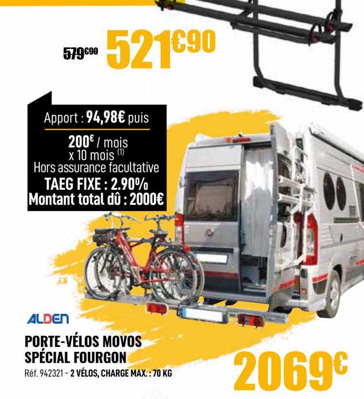 porte-vélos movos spécial fourgon alden