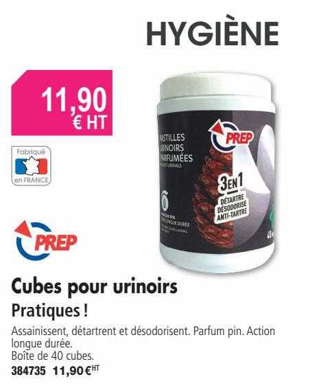 prep cubes pour urinoirs