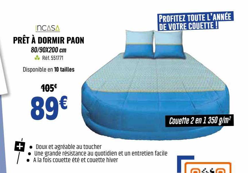 prêt à dormir paon incasa