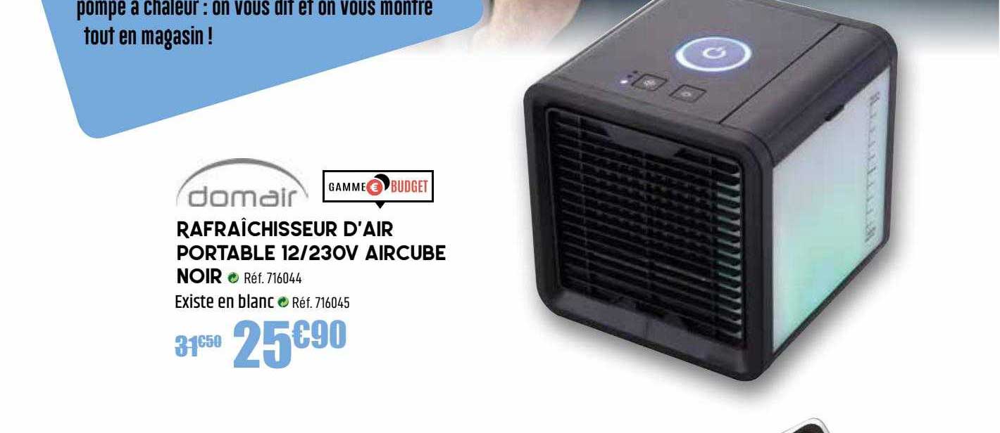 rafraîchisseur d'air portable 12-230v aircube noir domair