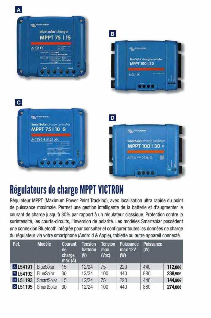 régulateurs de charge mppt victron
