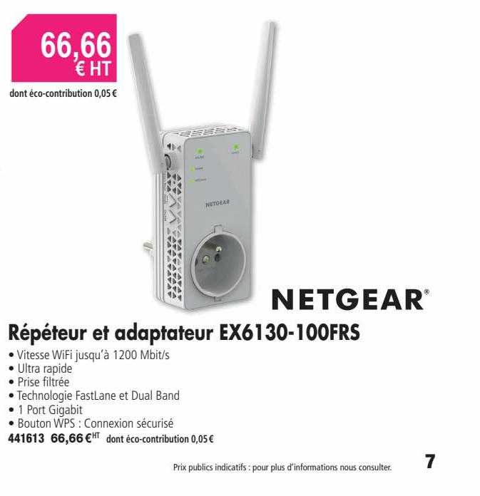 répéteur et adaptateur ex6130-100frs netgear
