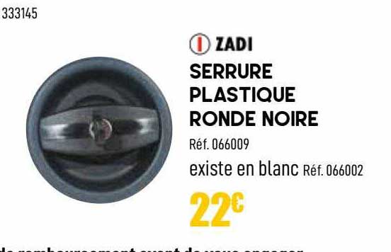 serrure plastique ronde noire