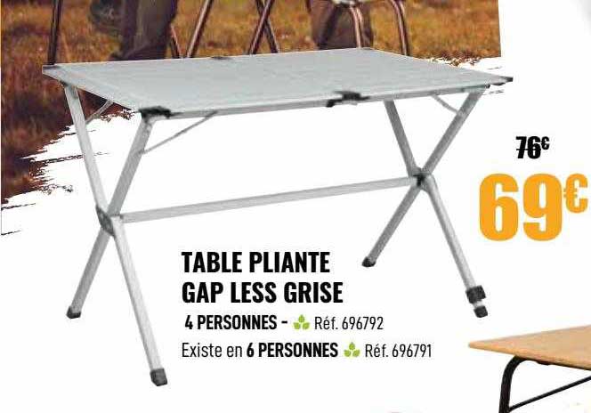 table pliante gap less grise
