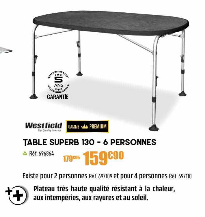 table superb 130 - 6 personnes westfield