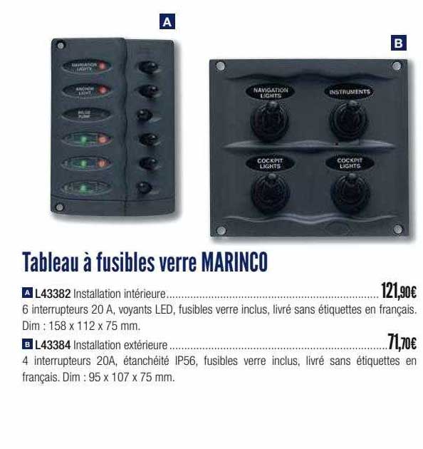 tableau à fusibles verre marinco