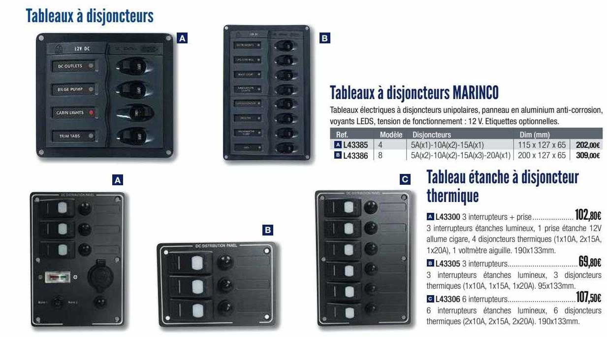 tableaux à disjoncteurs marinco ou étanche à disjoncteur thermique