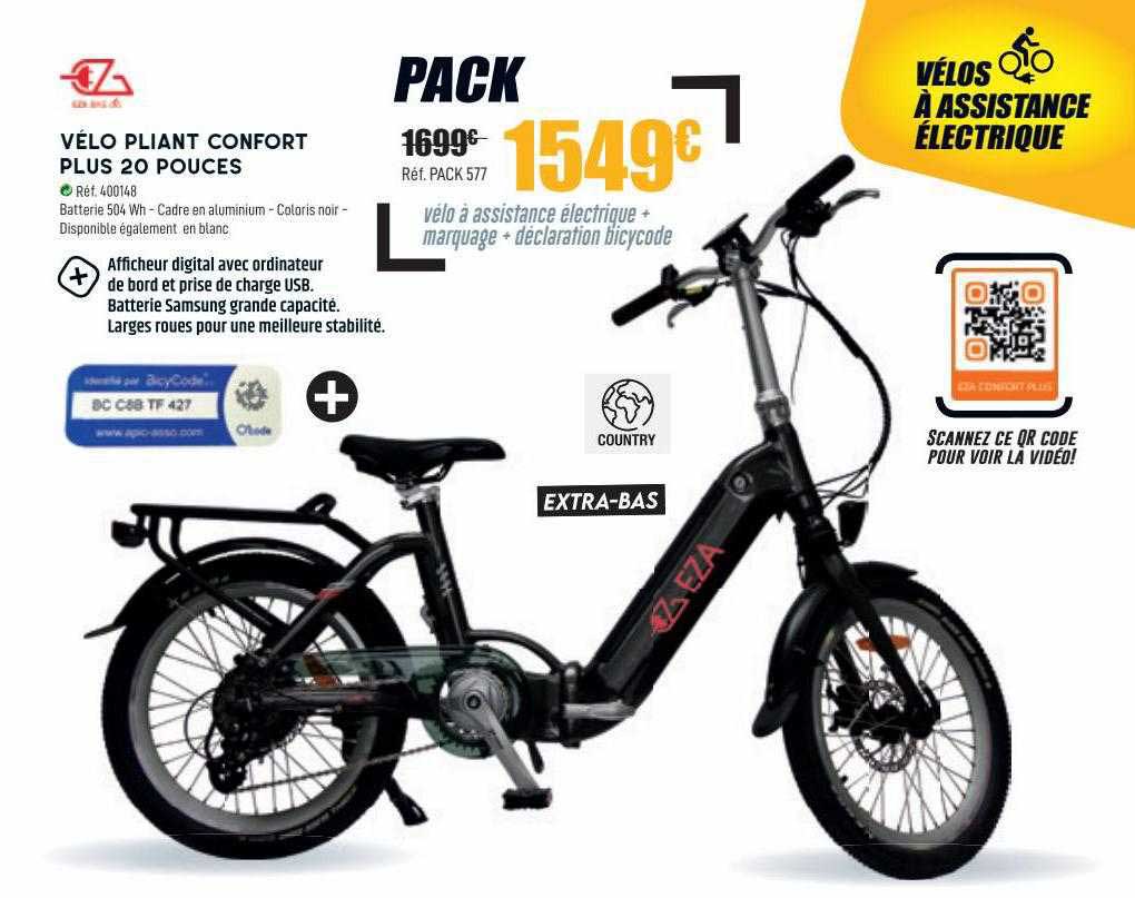 vélo pliant confort plus 20 pouces