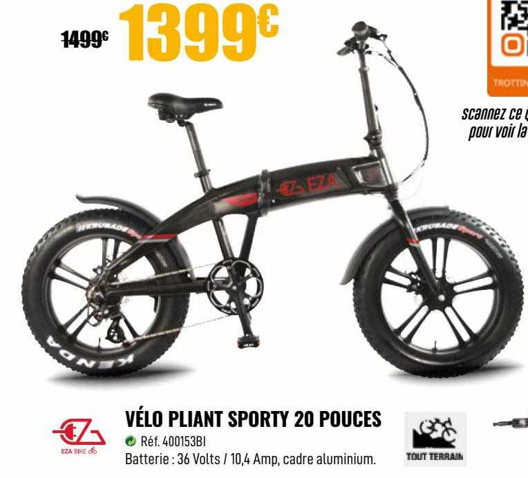 vélo pliant sporty 20 pouces